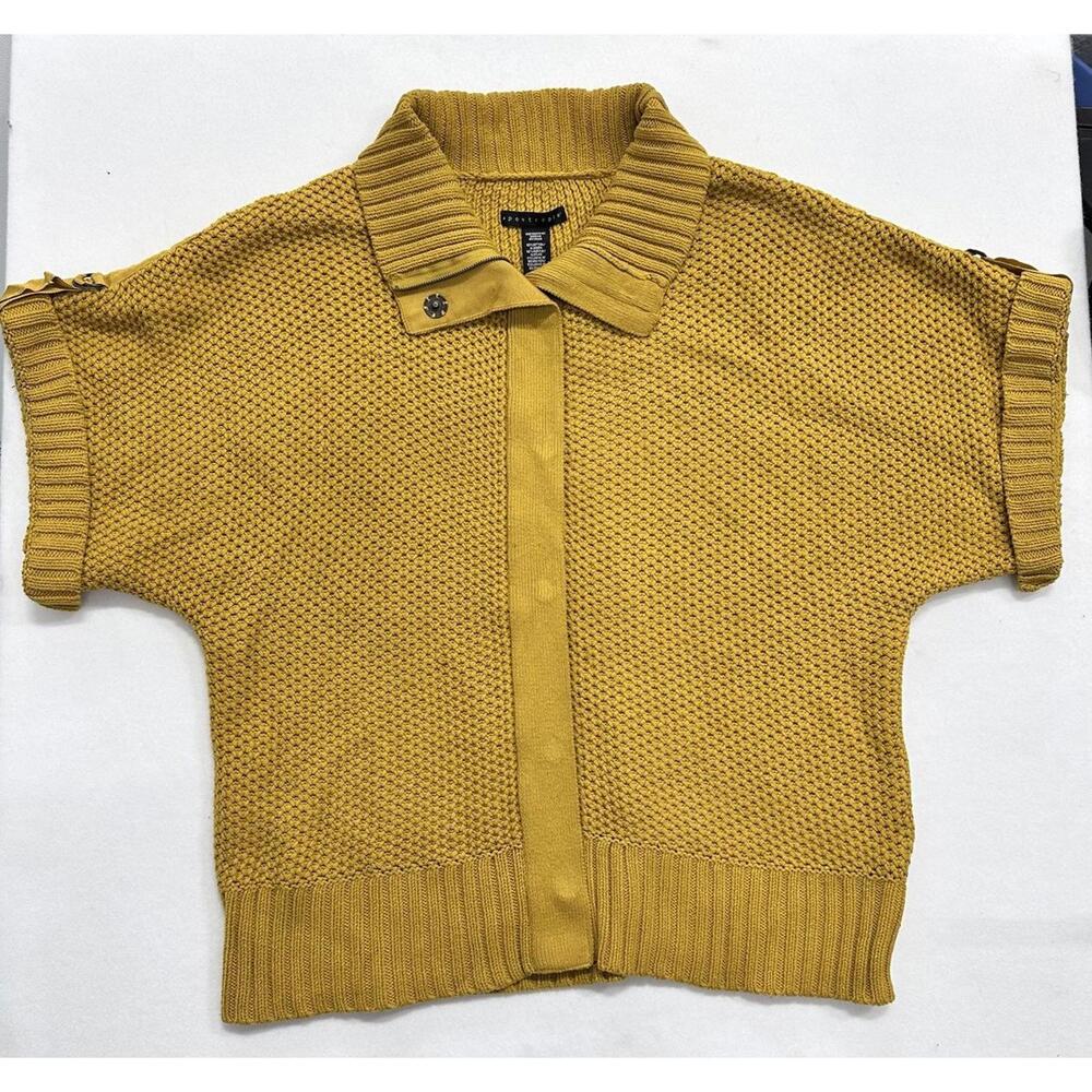 Apostrophe Sz M‎ Sculptural Knit Sweater Top Mustard Yellow Avant-Garde Y2K Vntg